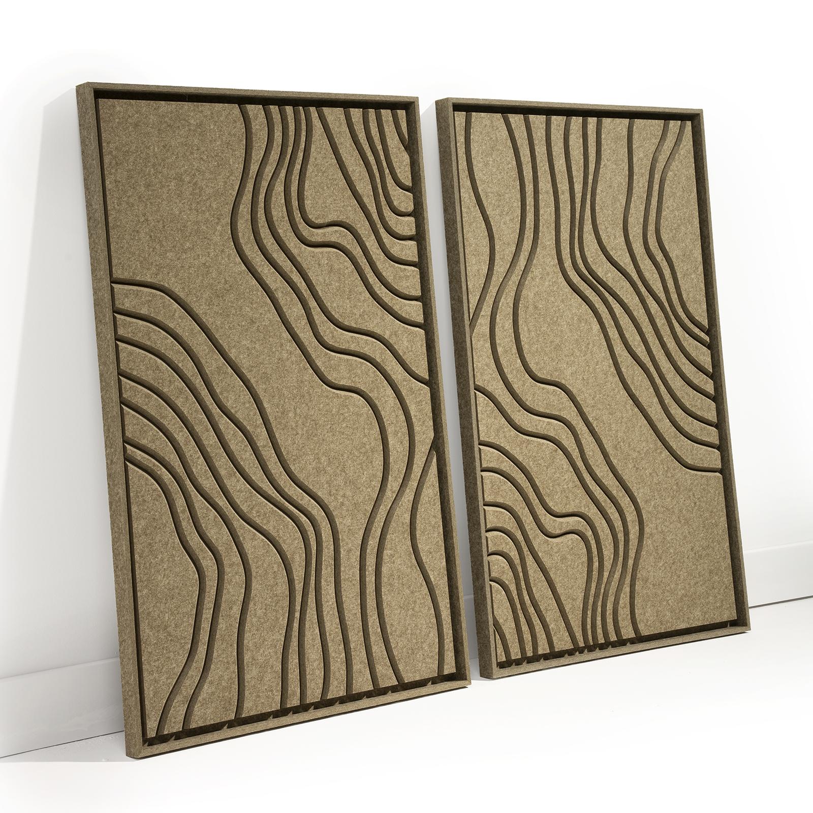 Akoestisch wandpaneel Naturale Olive Mist - geluidsabsorberend 3D vilt wandpaneel, set van 2 - artwork in frame preview