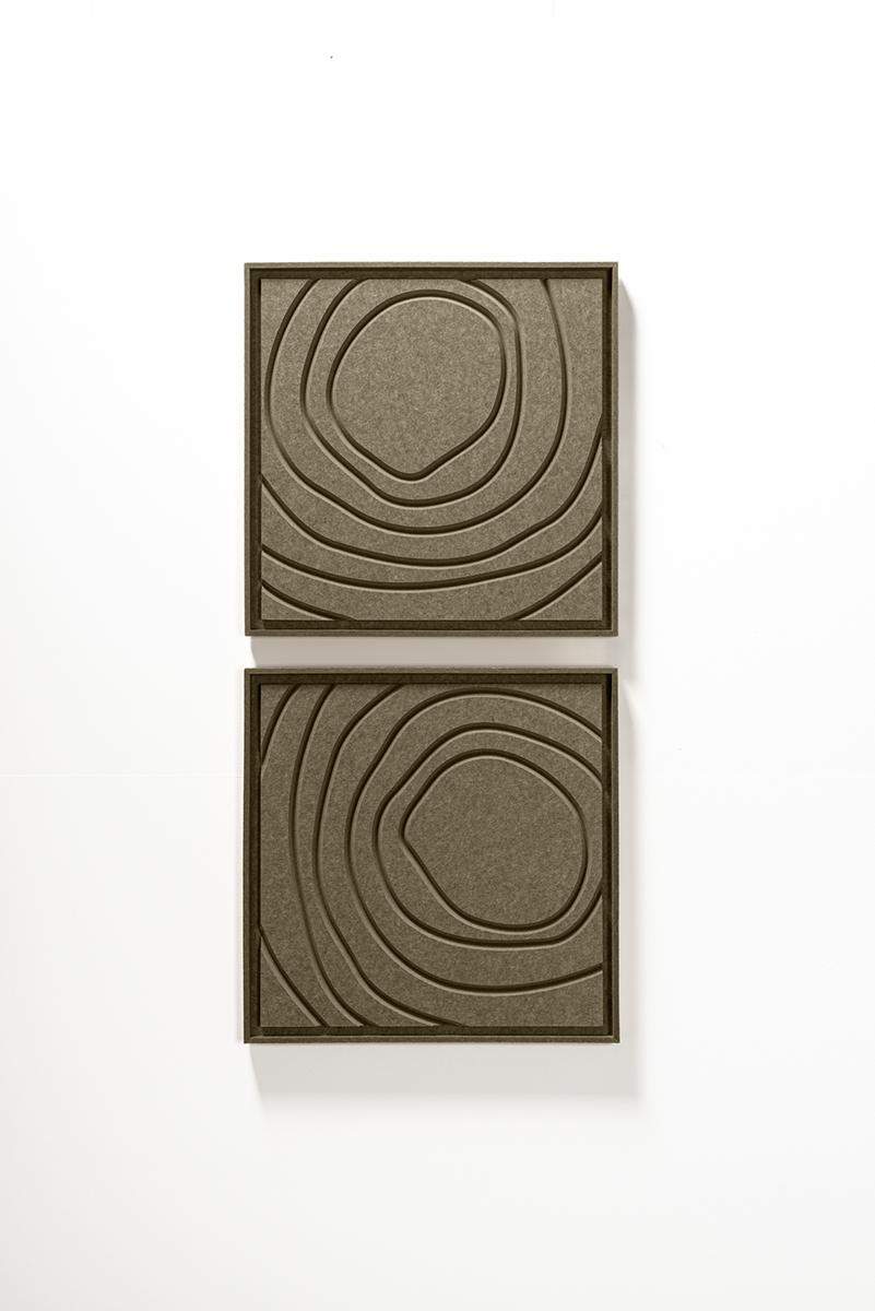 Akoestisch wandpaneel Aura Olive Mist - geluidsabsorberend 3D vilt wandpaneel, set van 2