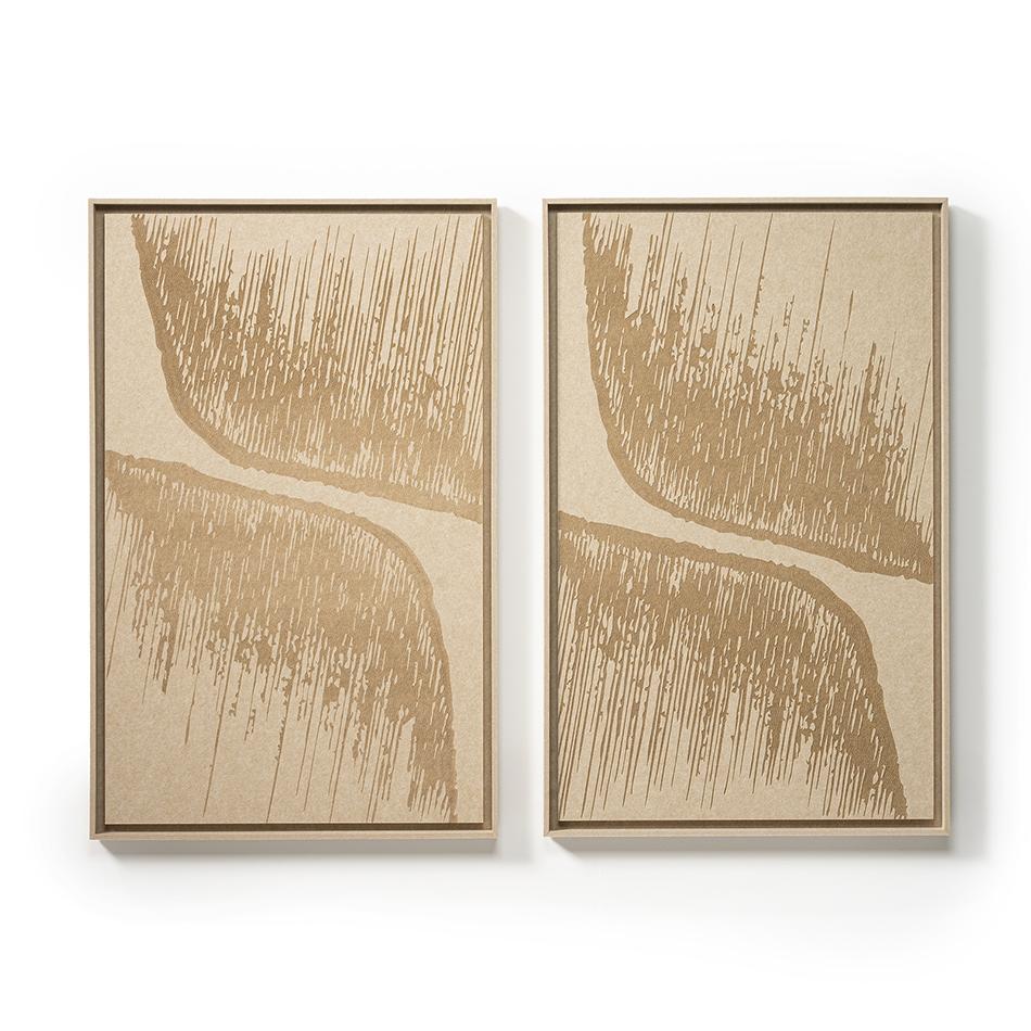 Akoestisch wandpaneel Botany Pale Sand - geluidsabsorberend 3D vilt wandpaneel, set van 2
