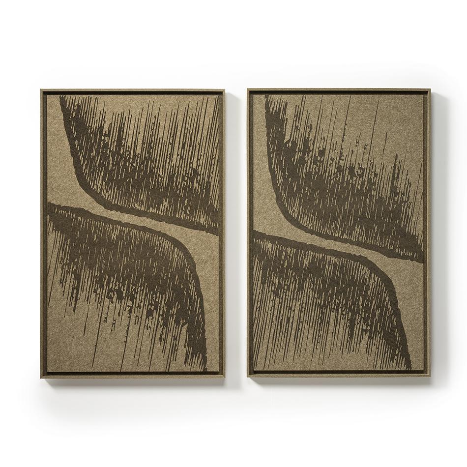 Akoestisch wandpaneel Botany Olive Mist - geluidsabsorberend 3D vilt wandpaneel, set van 2