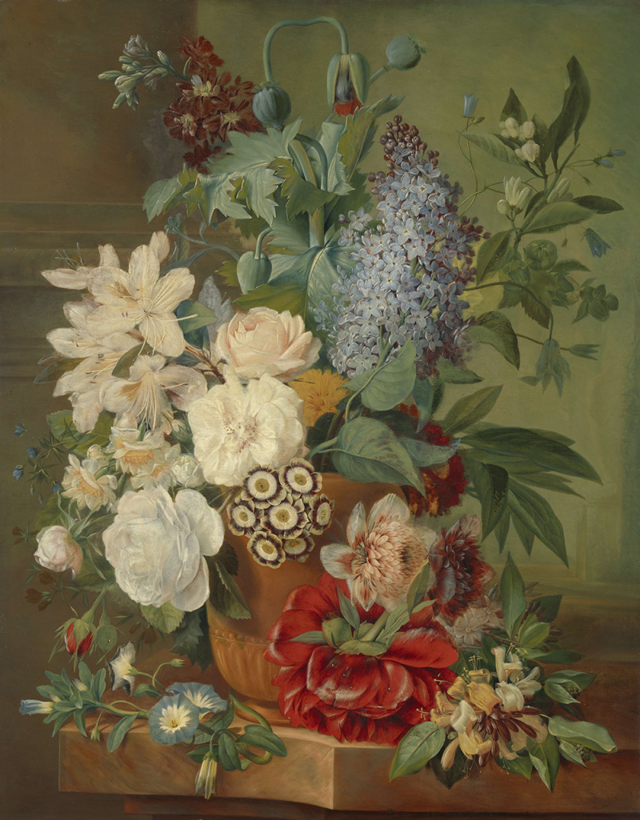 Bloemen in een terracotta vaas