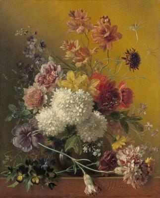 Stilleven met bloemen in buitenlucht