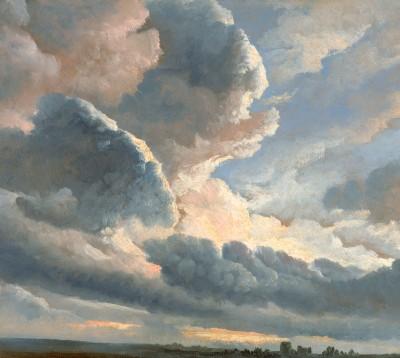 Studie van wolken met een zonsondergang in de buurt van Rome