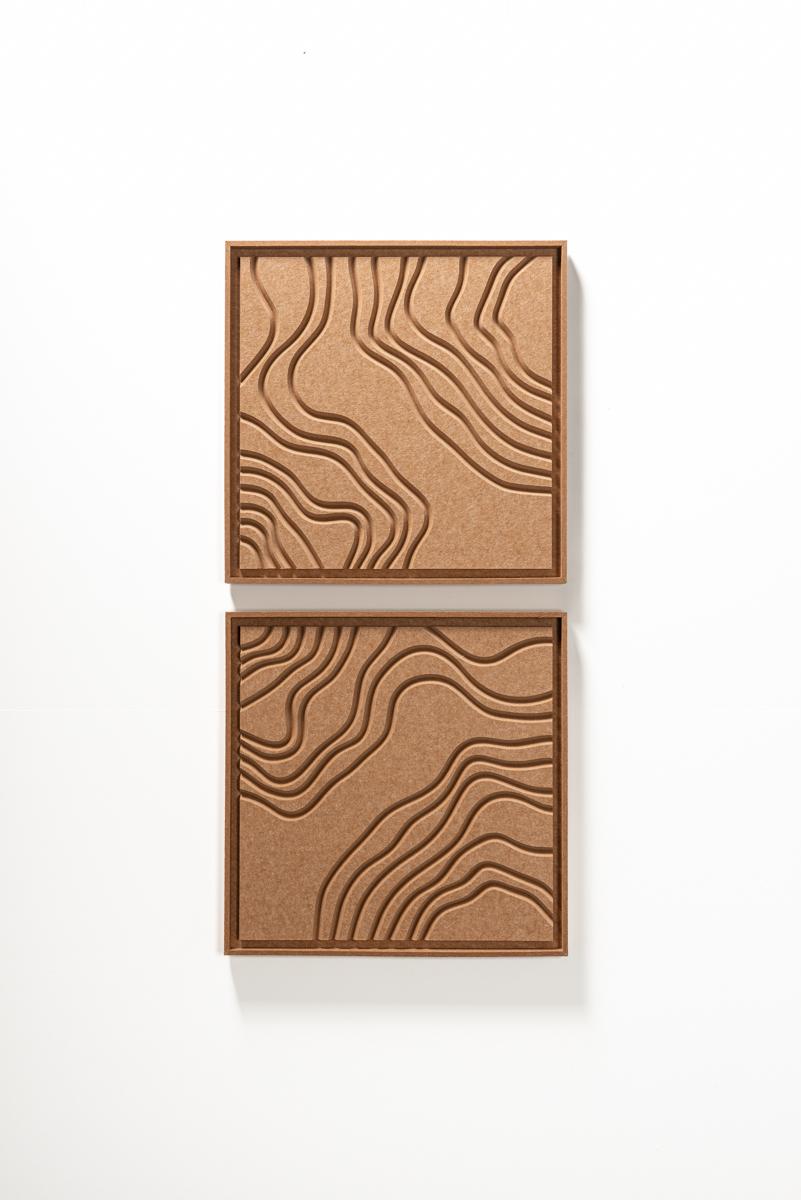 Akoestisch wandpaneel Naturale Soft Dune - geluidsabsorberend 3D vilt wandpaneel, set van 2