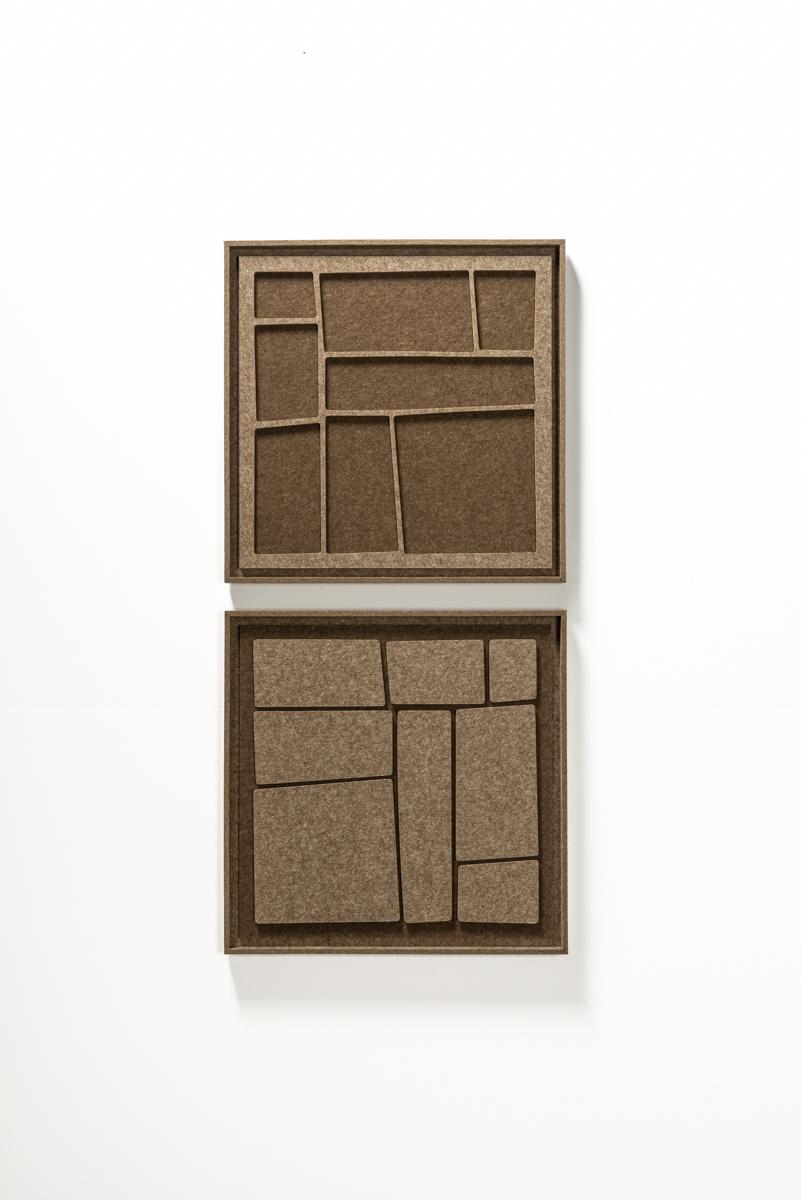 Akoestisch wandpaneel Modura Olive Mist - geluidsabsorberend 3D vilt wandpaneel, set van 2