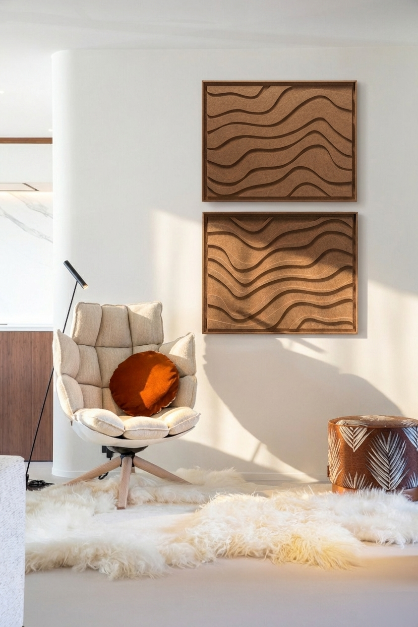 Oasis Soft Dune 3D viltkunst paneel