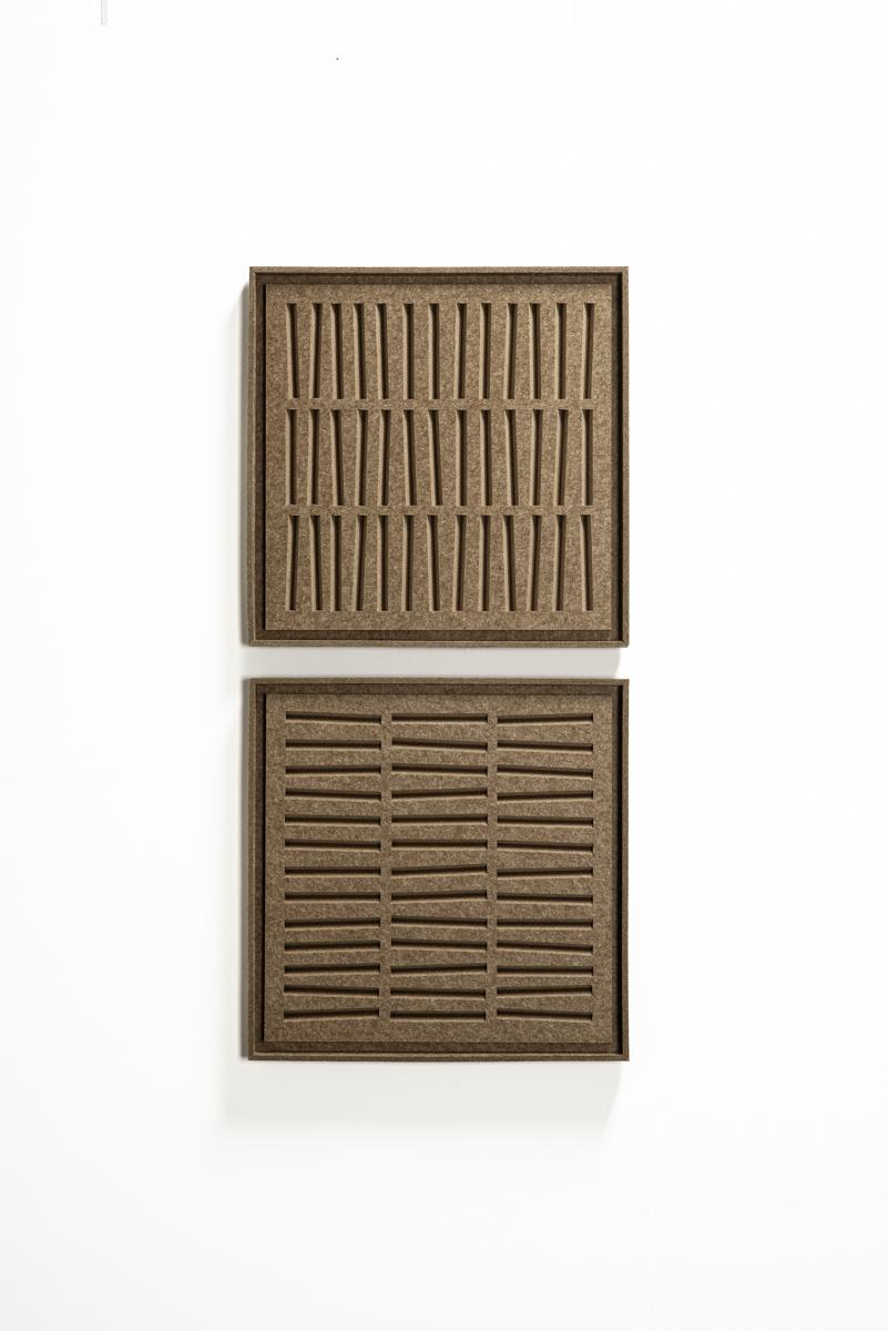 Akoestisch wandpaneel Harmoni Olive Mist - geluidsabsorberend 3D vilt wandpaneel, set van 2