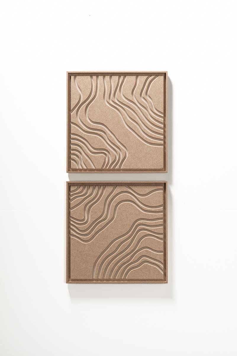 Akoestisch wandpaneel Naturale Pale Sand - geluidsabsorberend 3D vilt wandpaneel, set van 2