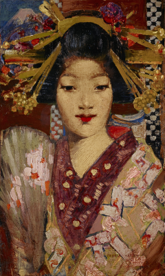 Geisha girl in een buitenomgeving - artwork in frame preview