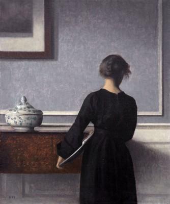 Interior with Young Woman, Vilhelm Hammershøi