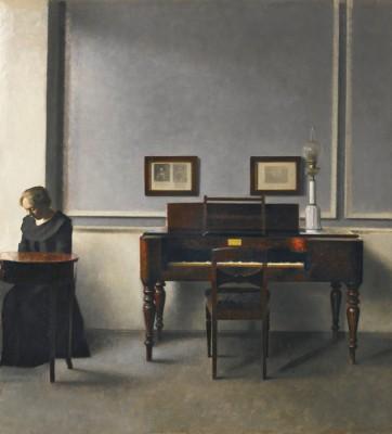 Piano door vilhelm hammershøi in zachte buitenlucht