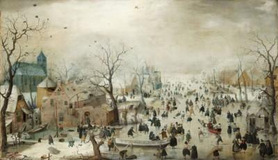 Winterlandschap met ijsvermaak - artwork in frame preview