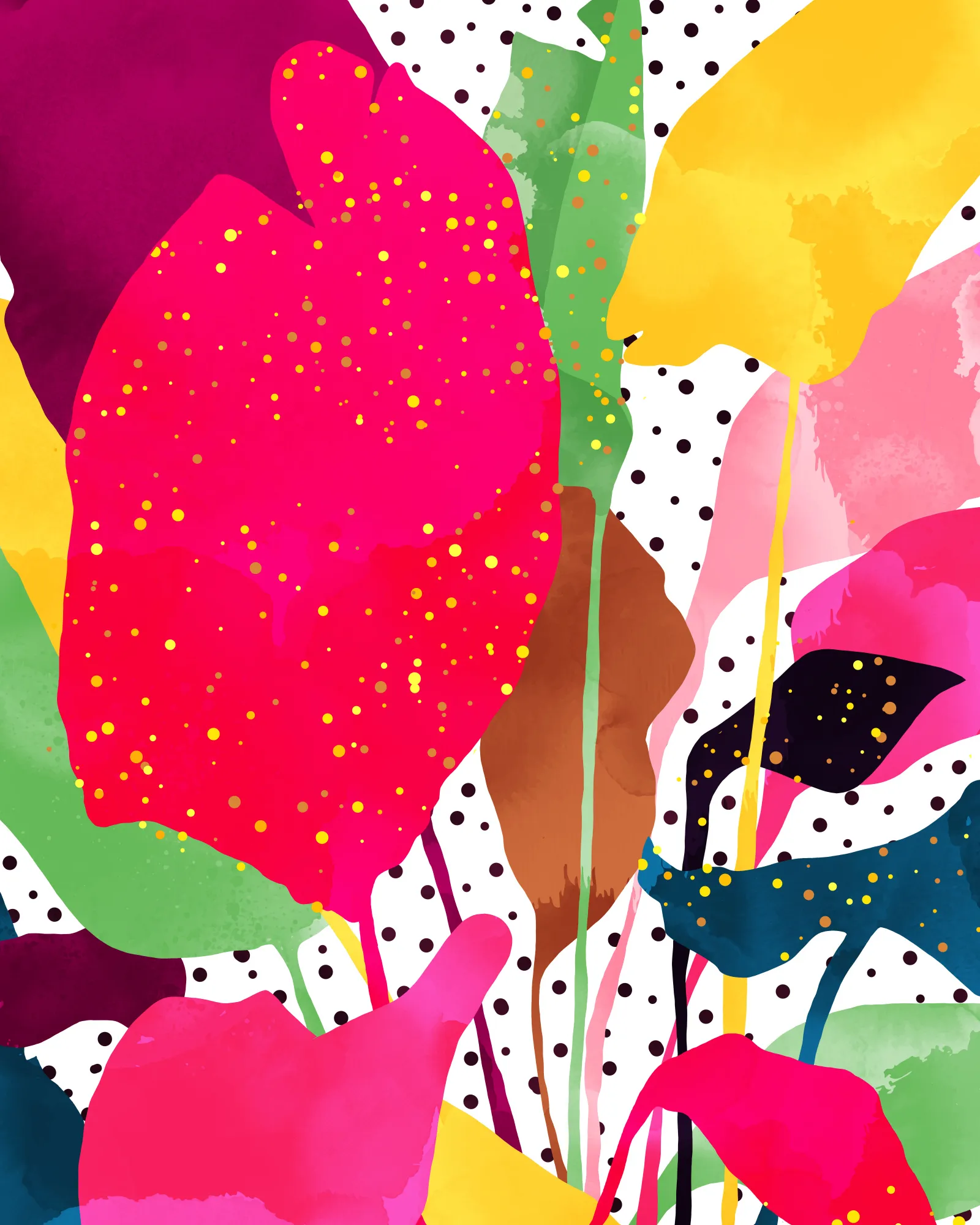 Modern botanical van uma gokhale in magenta tinten