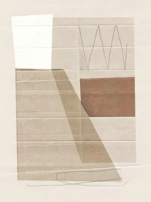 Verticale abstracte illustratie van geometrische gevel in aardse bruine tinten met textuur en lijnen