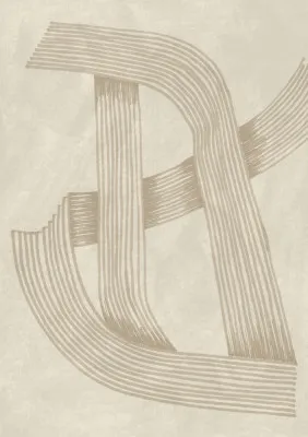 Verticale abstracte illustratie met verfijnde lijnen en aardetinten in een moderne compositie