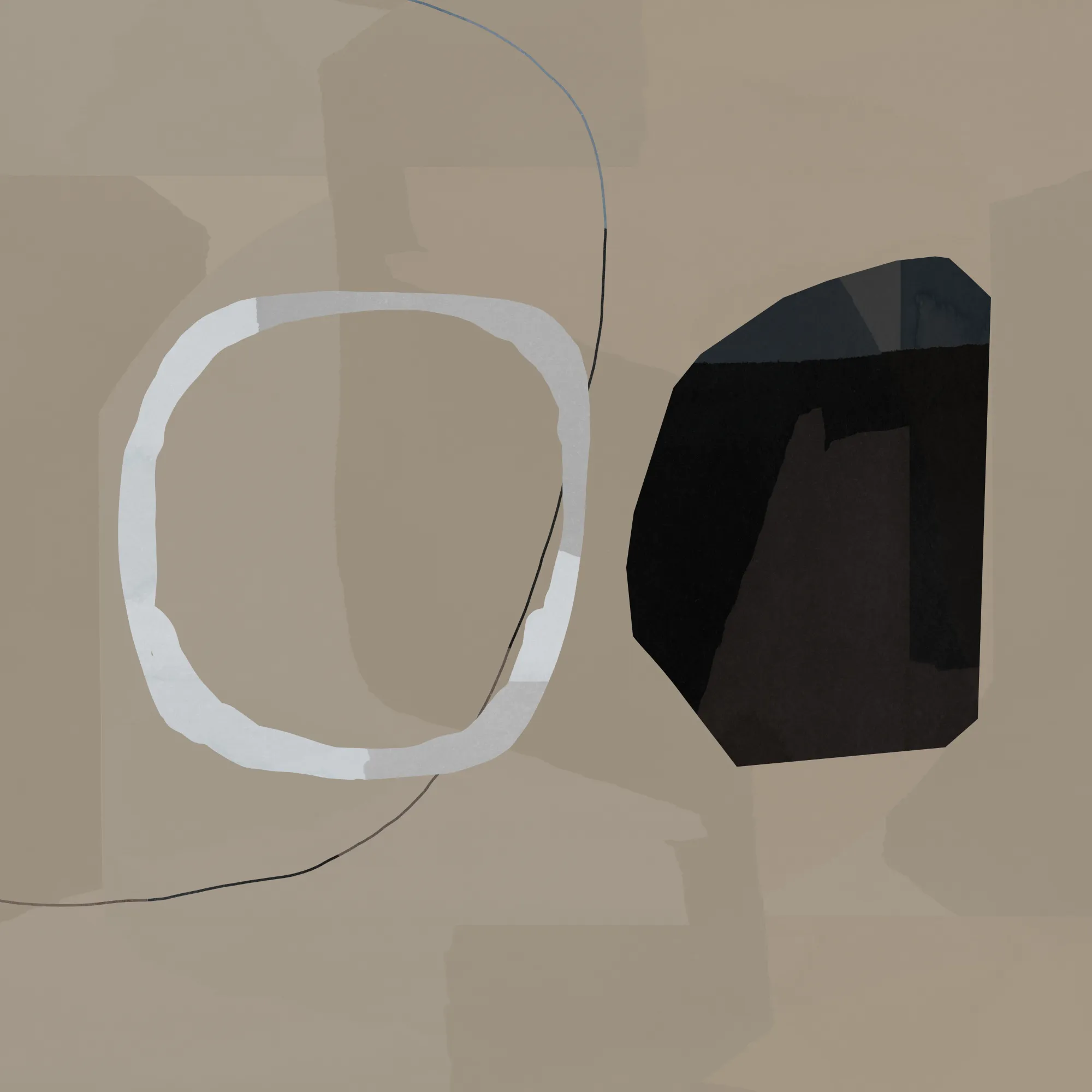 Rustiek vierkant schilderij met neutrale vormen