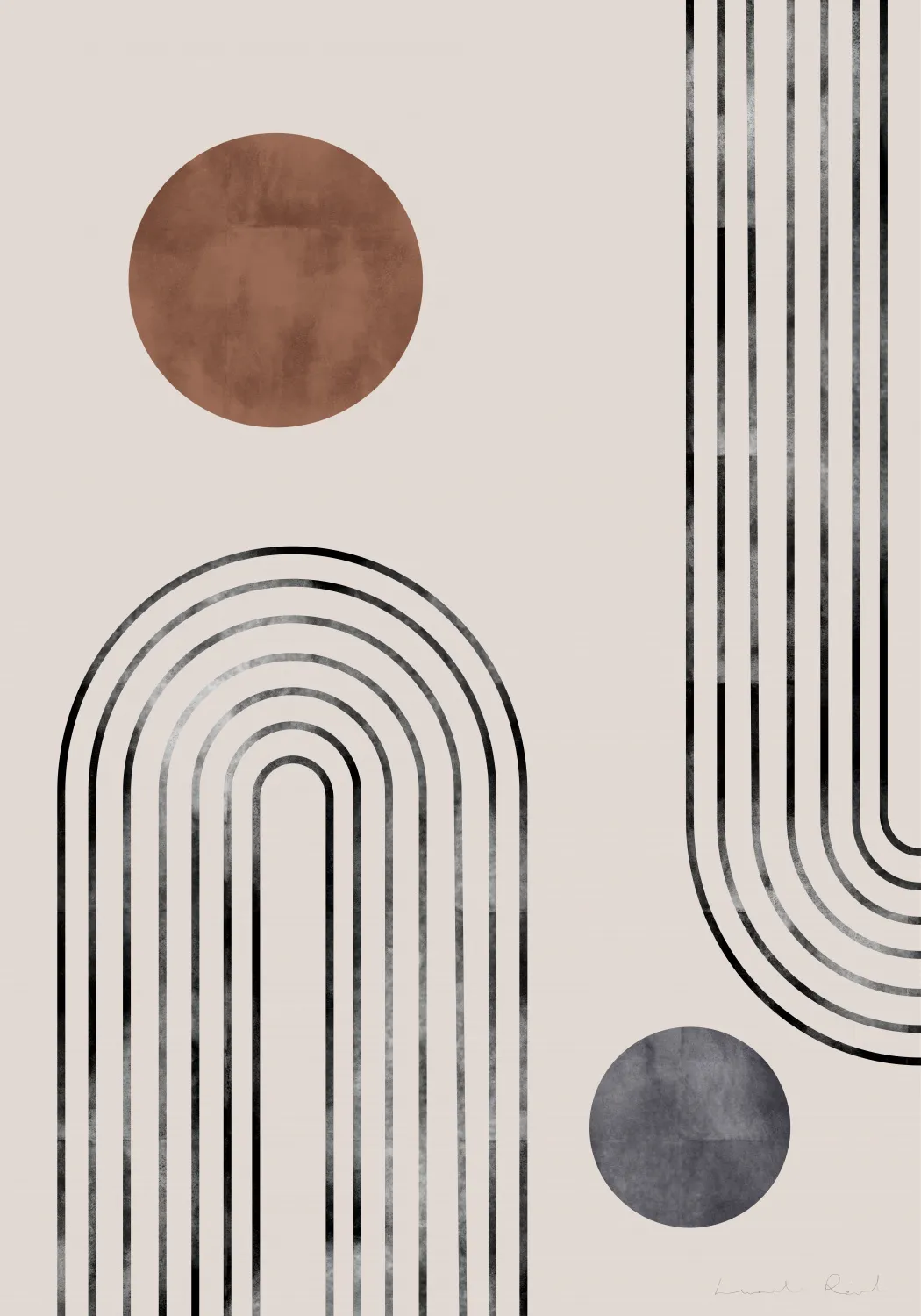 Abstracte arch en knoppen in beige tonen