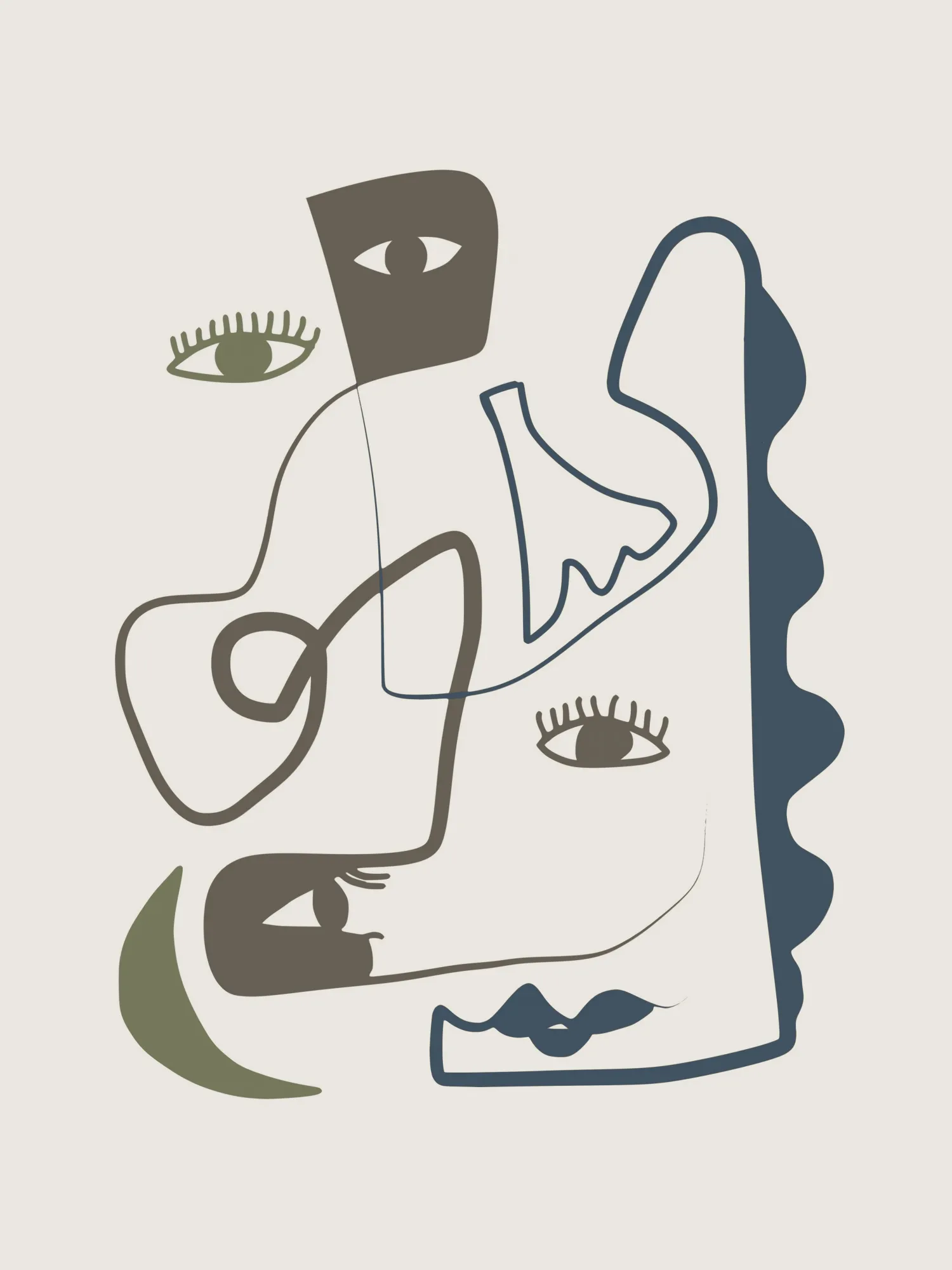 Minimalistische lijntekeningen van gezichten