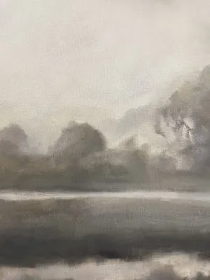 Verticale abstracte illustratie Dream Wood met beige en bruine aardetinten en penseelstreken van natuur en landschap