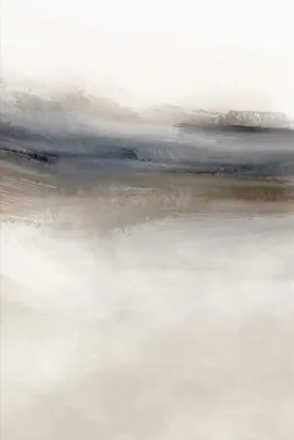 Verticale abstracte illustratie van een landschappelijk buitengebied met zachte kleuren en zichtbare penseelstreken