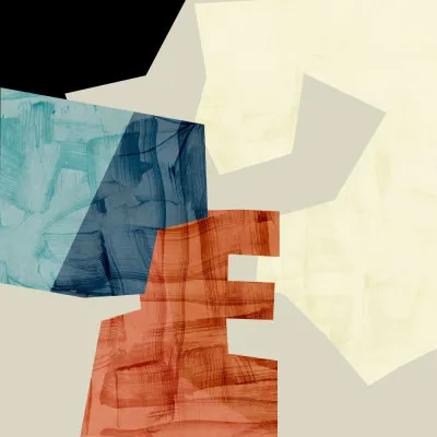 Vierkante abstracte illustratie met kleurrijke lijnen en penseelstreken in een dynamisch patroon