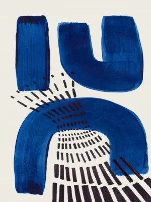 Verticale abstracte illustratie Blue Magnet met blauwe geometrische vormen op witte achtergrond