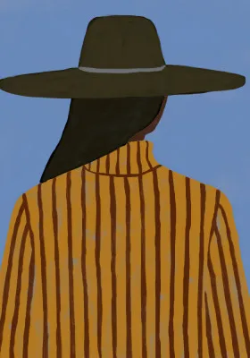 Modern woman with hat in outdoor portrait