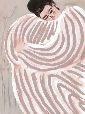 Cozy embrace van treechild in rustige pasteltinten