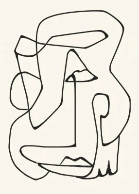 Abstracte lijntekening met gezicht in zwart-wit