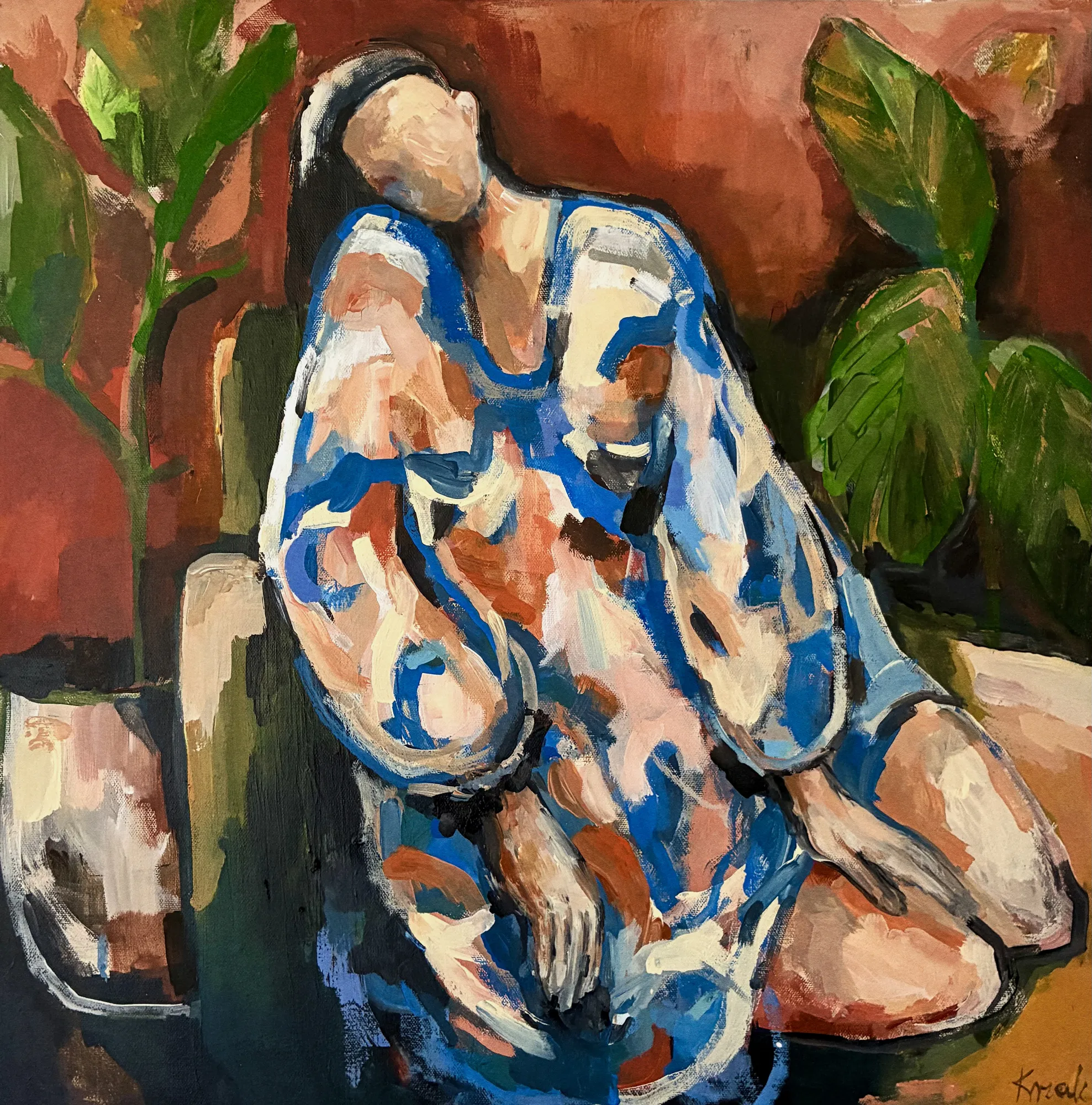 Vrouw in een groene oase van rust