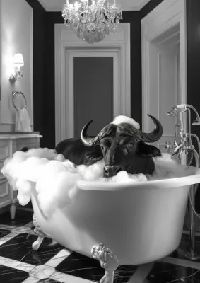 Curious Buffelo In the Tub