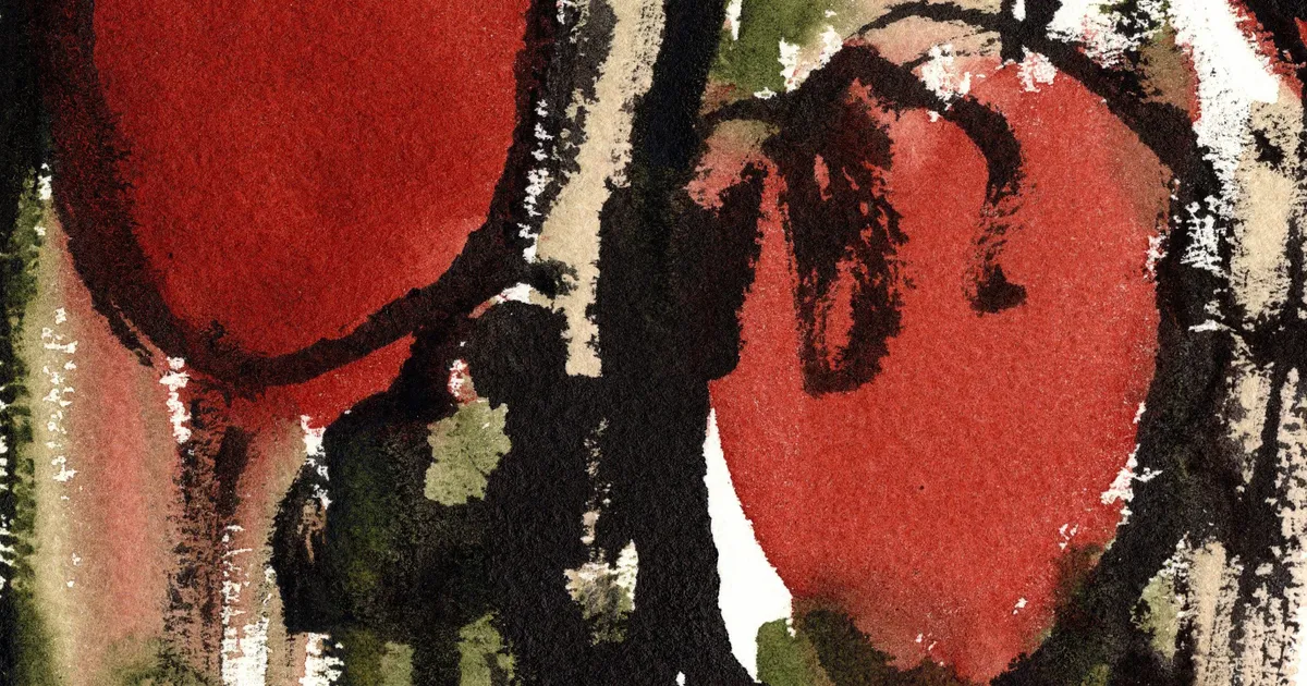 Tulpen in abstracte aquarel met organische vormen