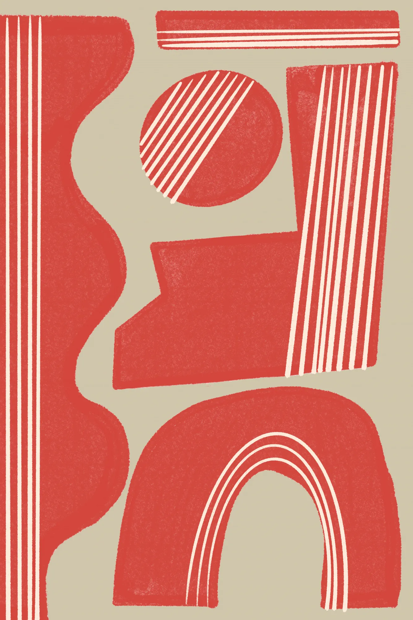 Geo balance object no.2 in warm rood en beige