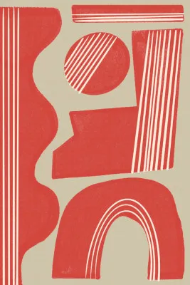 Geo balance object no.2 in warm rood en beige