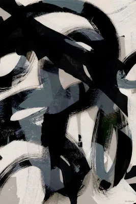 Abstracte penseelstreken in beige en zwart