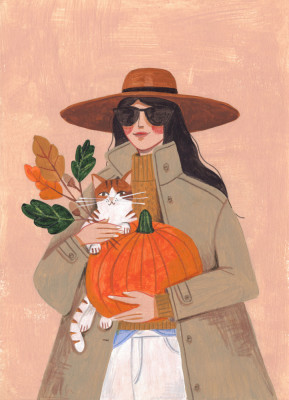 Woman in autumn in warm earth tones