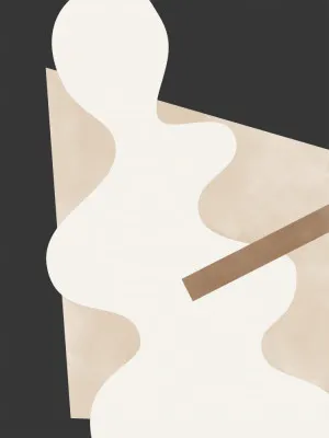 Beige Graphic Curves Art