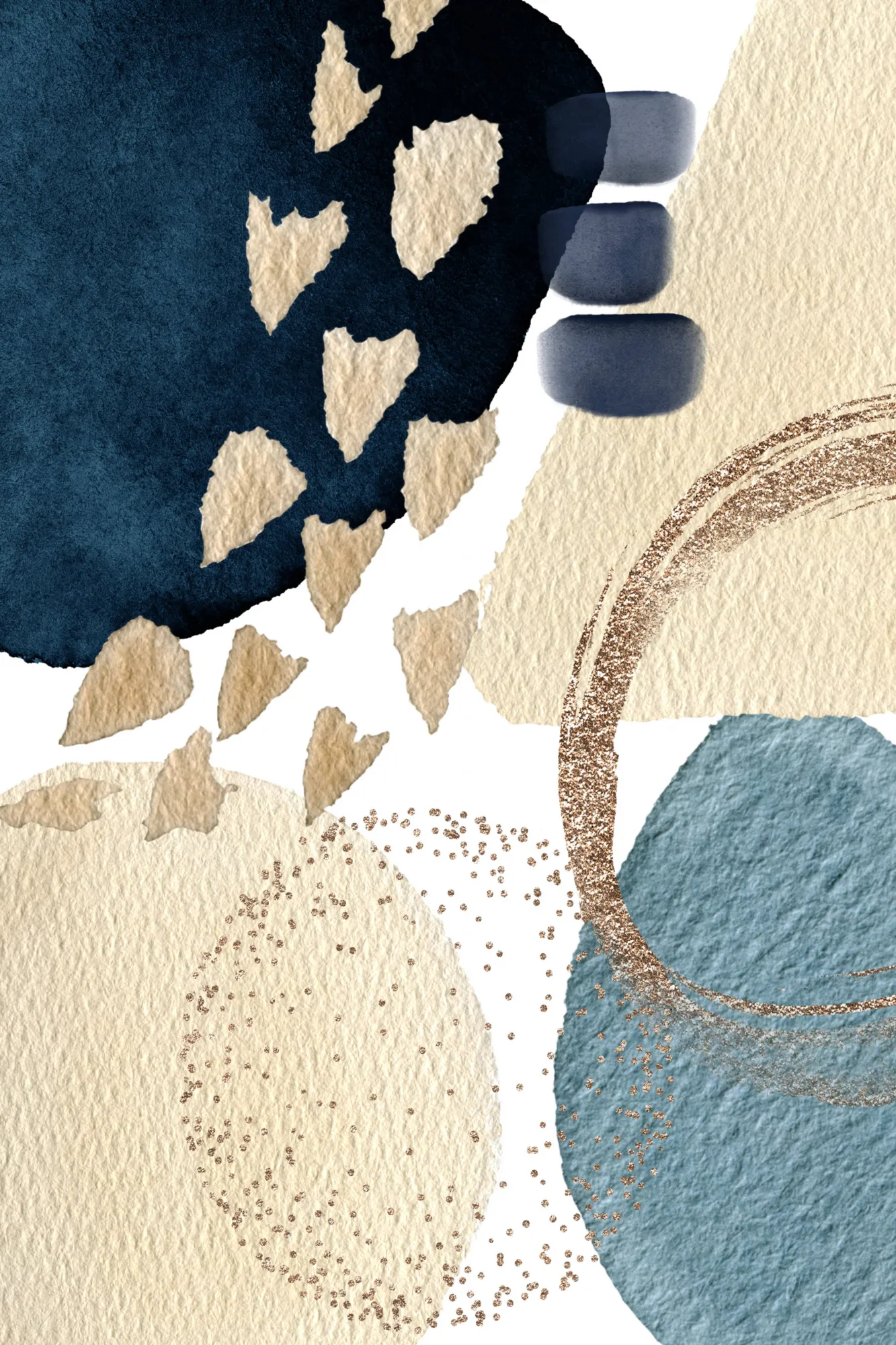 Abstracte outdoor illustratie in blauw en goud