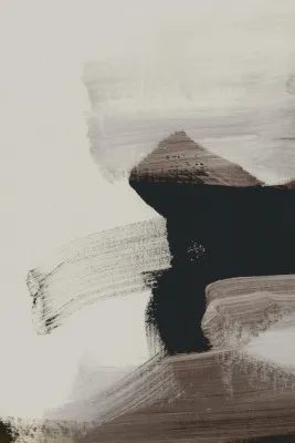 Verticale abstracte illustratie mellow no1 met bruine penseelstreken en aardse kleuren in een buitenlandschap