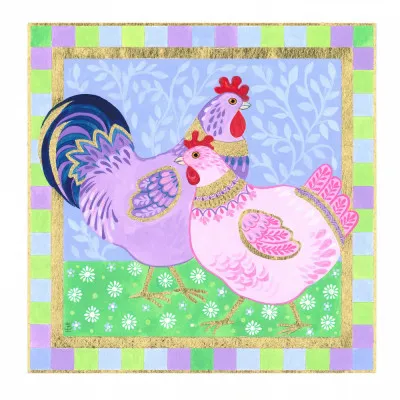 Pink Hen and Purple Cockerel