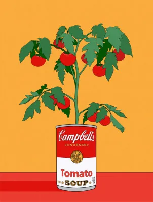Campbells Soup Tomato Plant Retro Illustration