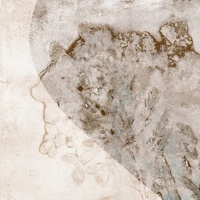 Vierkante abstracte illustratie met zachte pastelkleuren en linnenstructuur in warme beige en taupe tinten