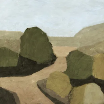 Vierkant schilderij paysag 1 van dan hobday