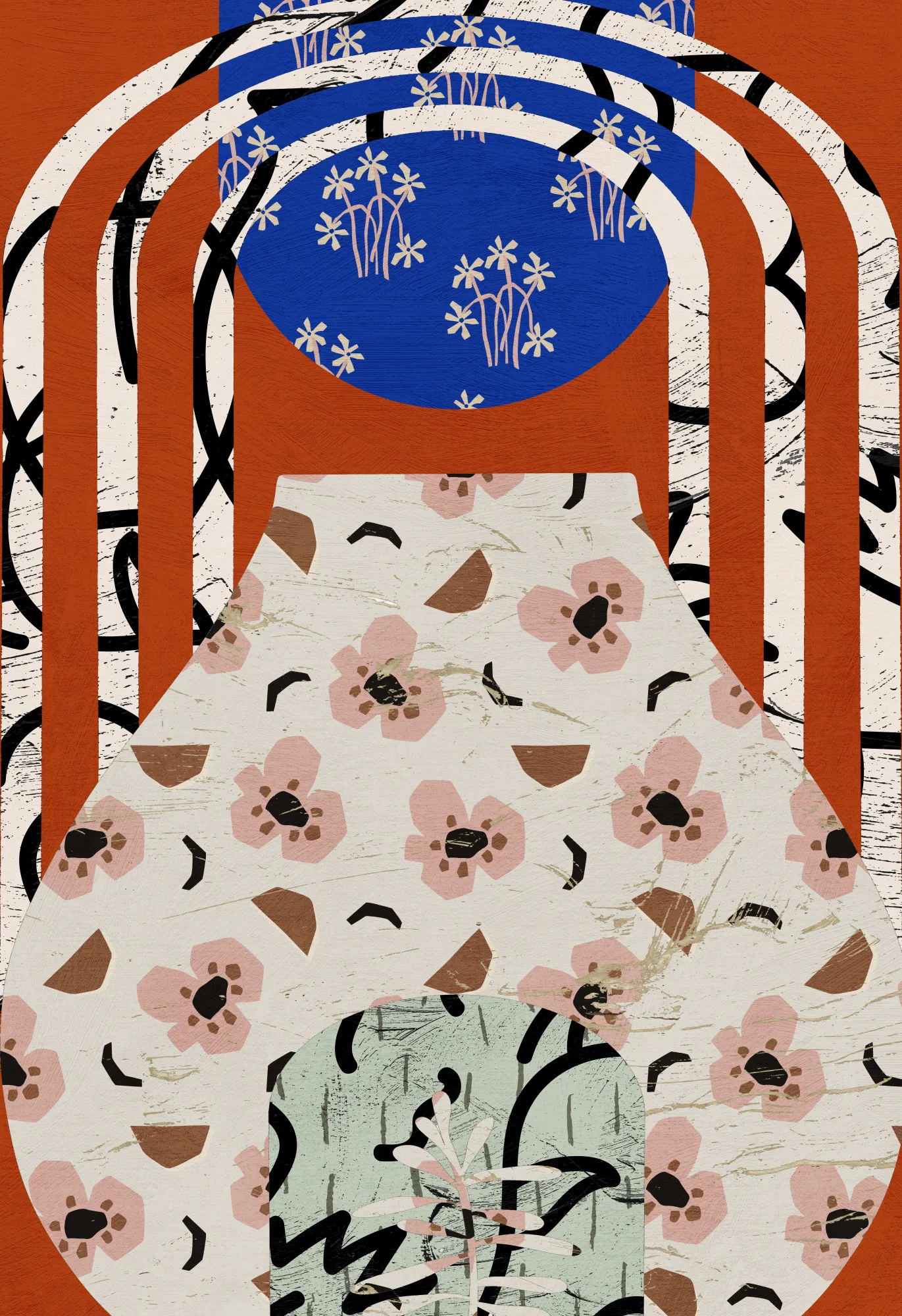 Verticale outdoor illustratie met levendige kleuren