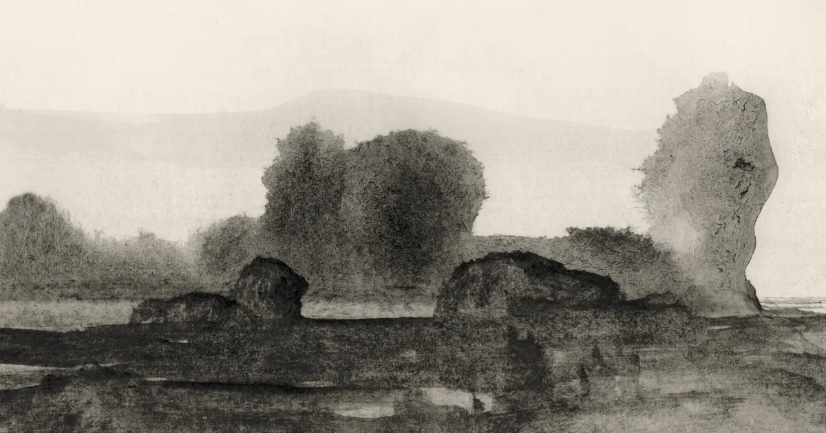 Landschap in zachte aquareltonen