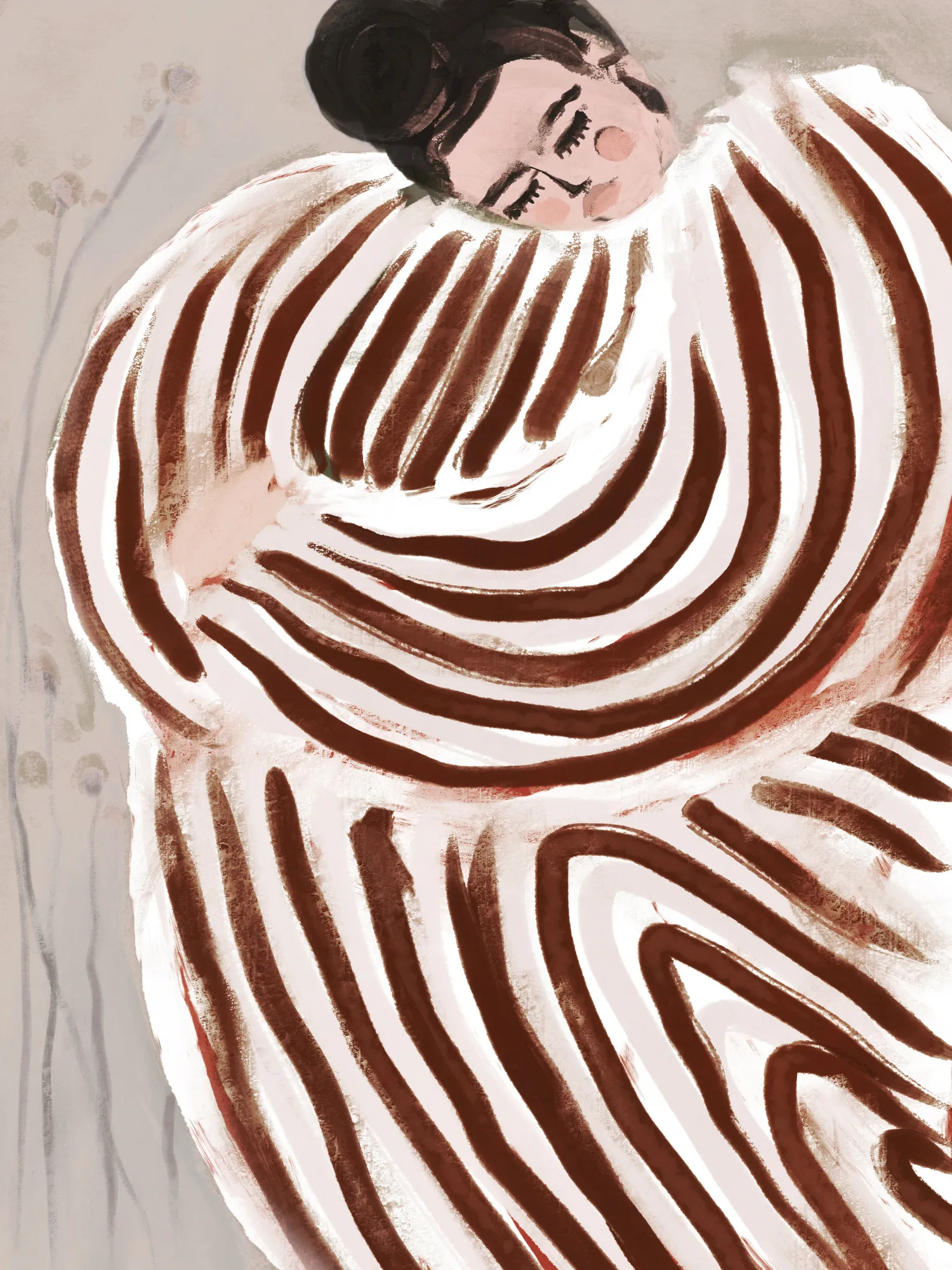 Striped embrace door treechild