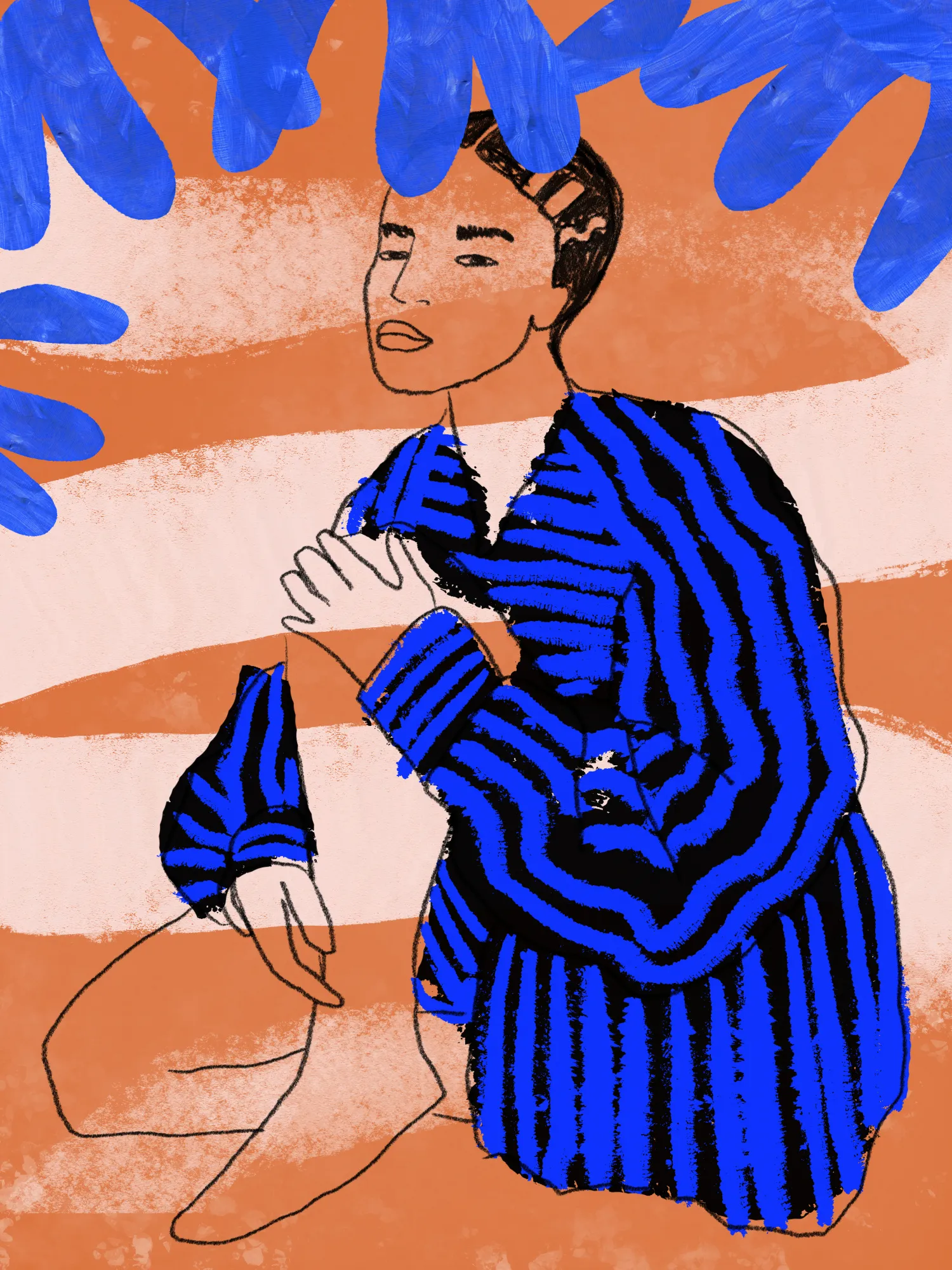 Blue striped dreams door treechild