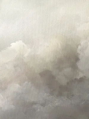 Verticale abstracte illustratie van buitenlandschap met wolken, wind en beige tinten, handgemaakt en modern