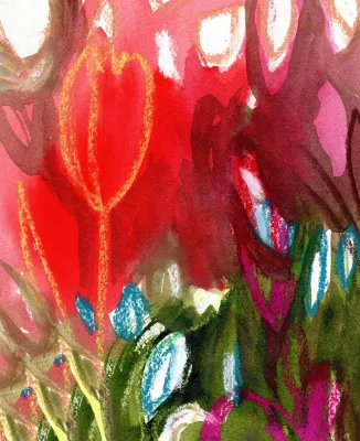 Rode tulpen in lente abstractie
