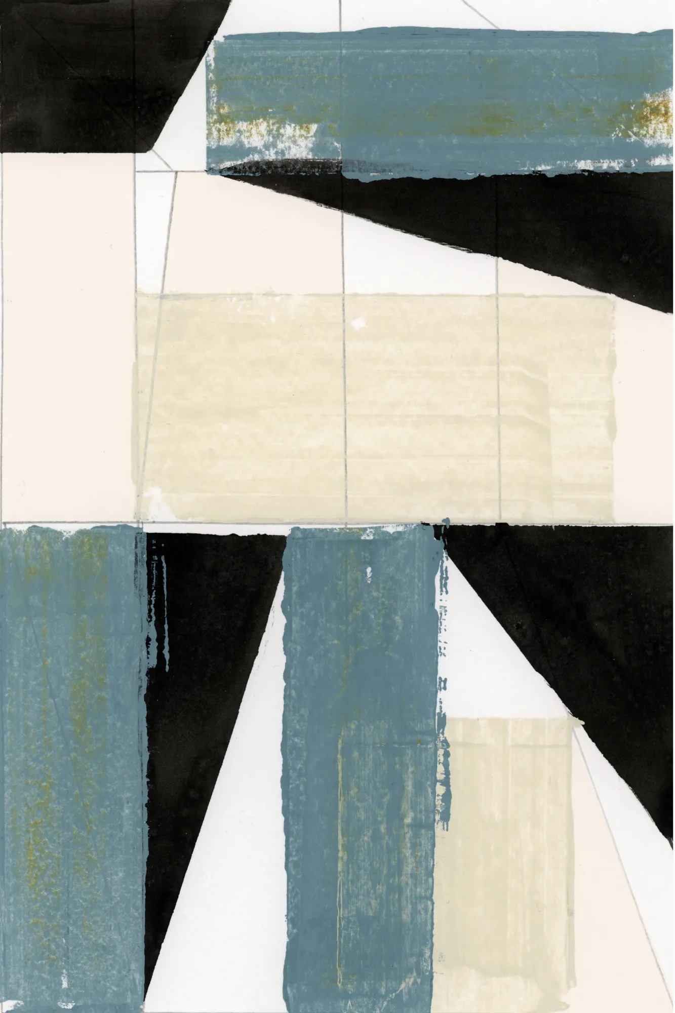 Abstracte blauwe vormen in een buitenzicht